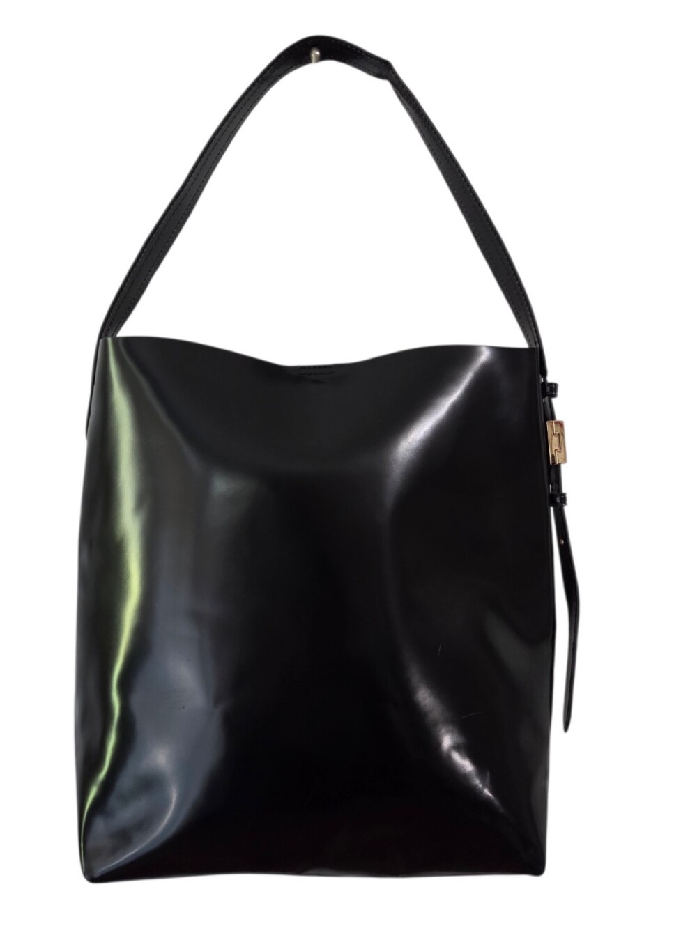 J. Crew EDIE BUCKET BAG Black Leather Tote - Picture 2 of 9